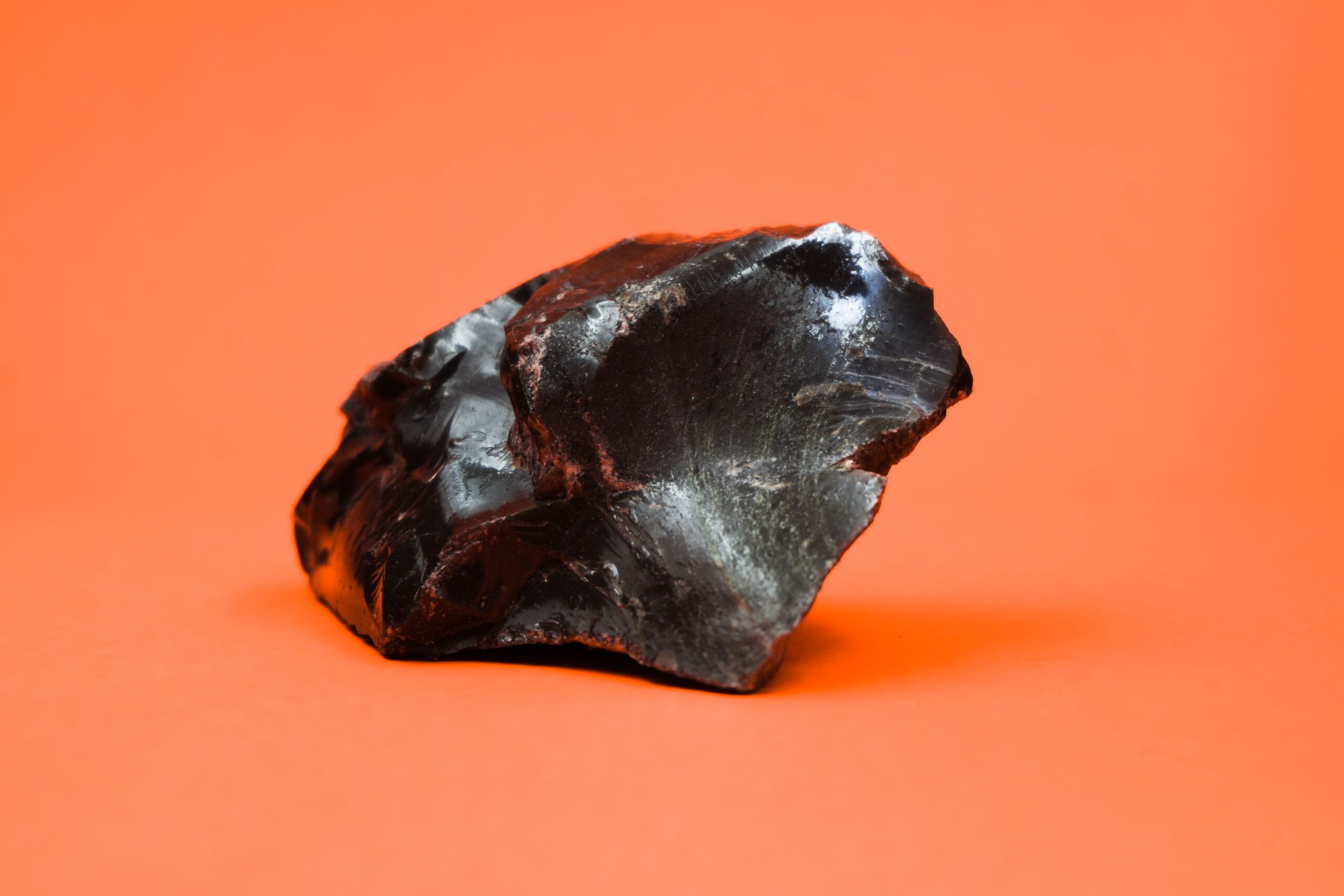 Glassy black obsidian with vitreous luster from Glass Butte, Oregon