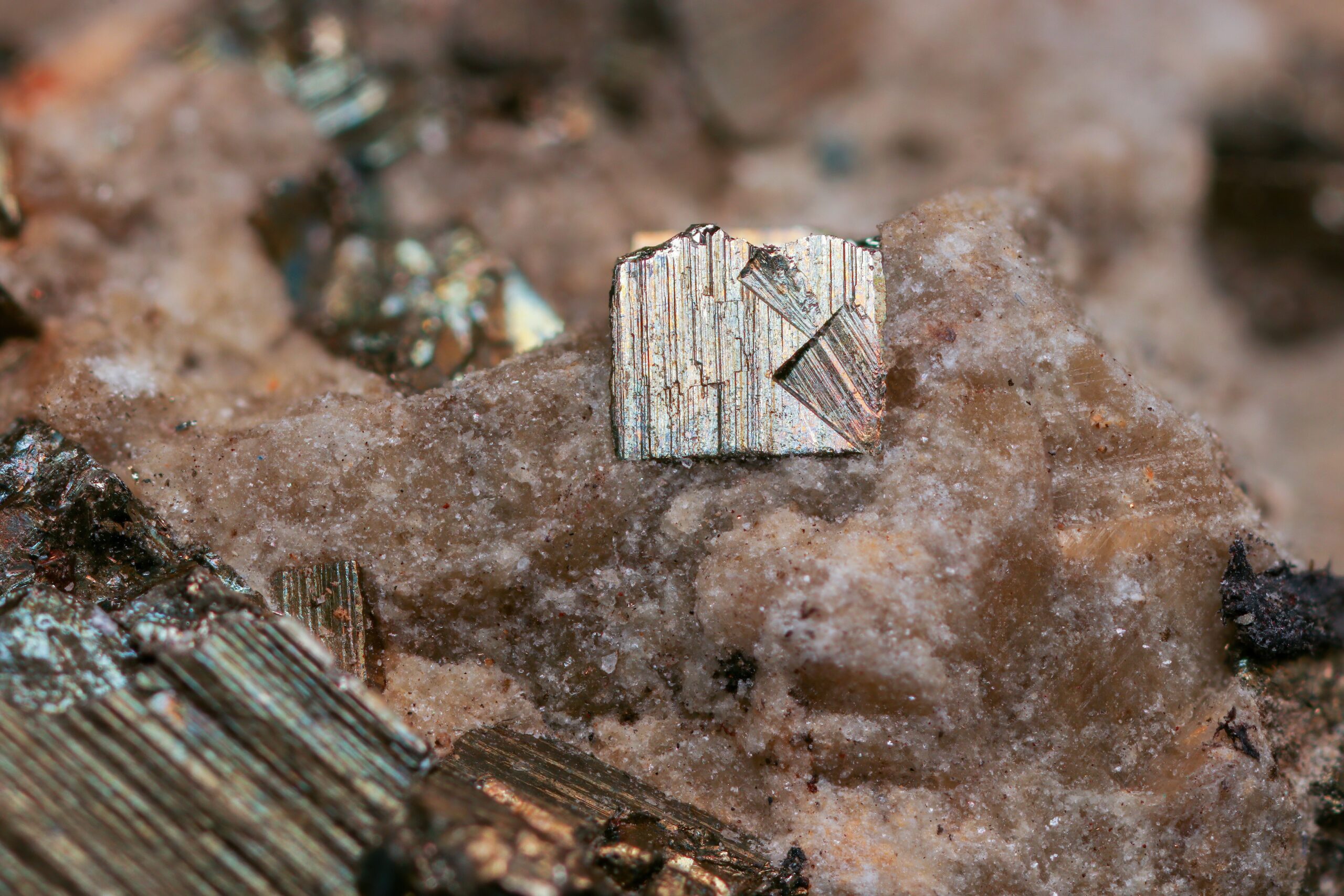 Golden pyrite crystals, one of Graves Mountain's iridescent finds