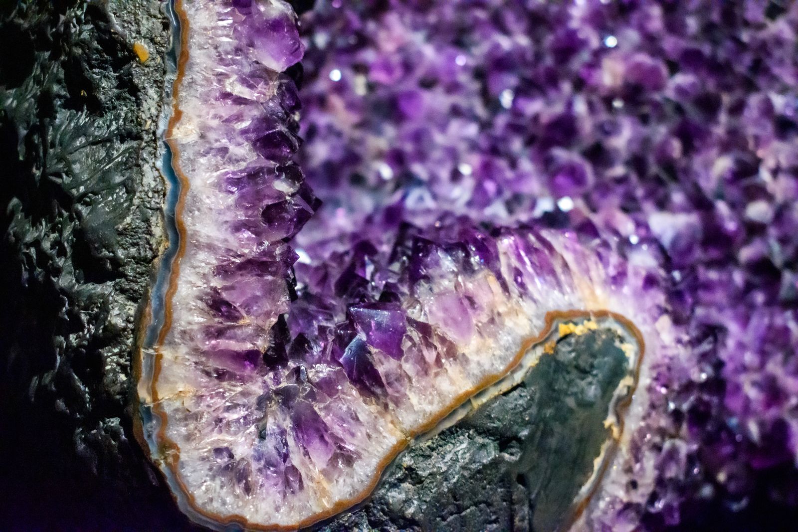 Crystal-lined geode interior, evoking Walker Valley geodes
