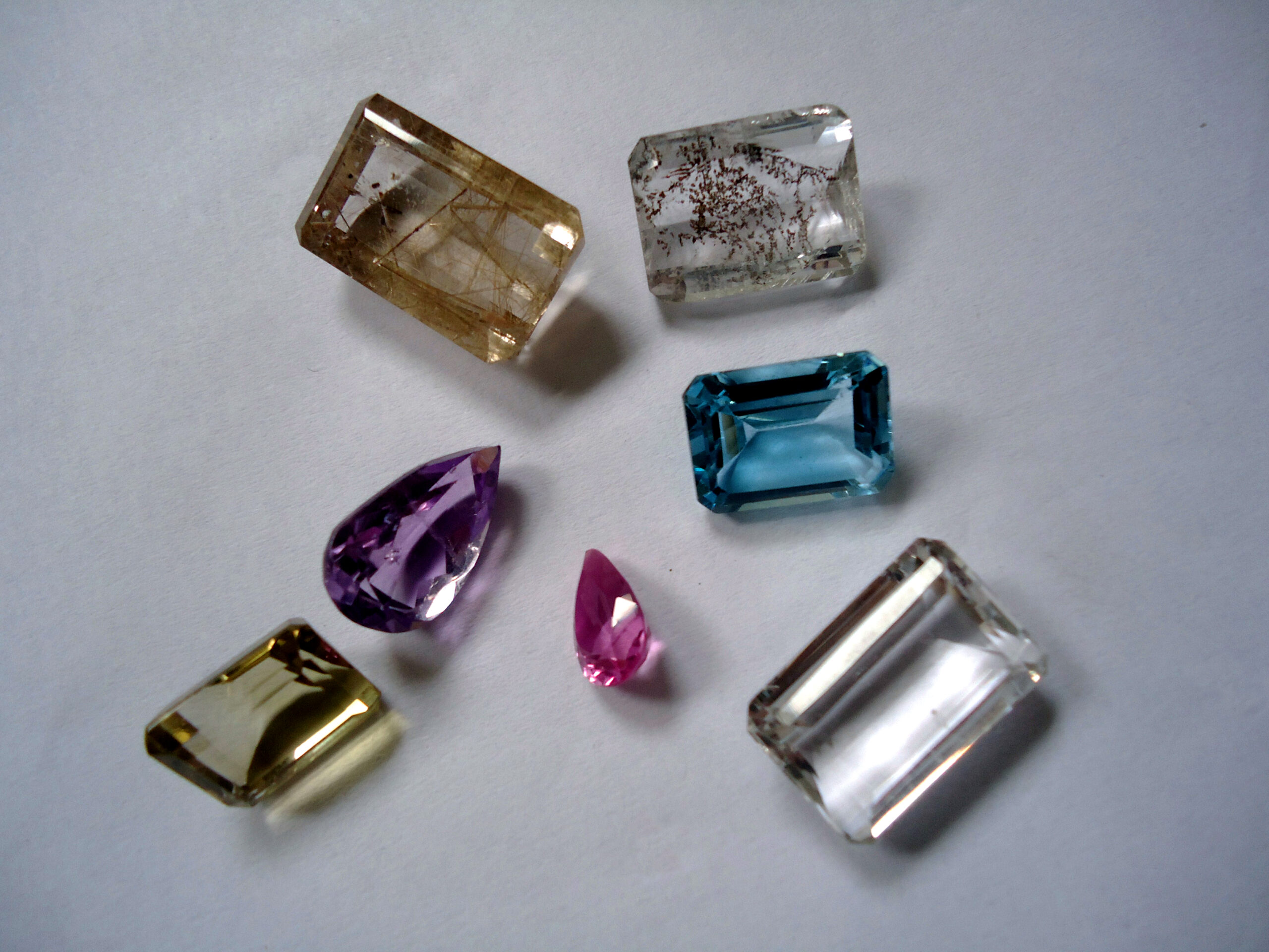Collection of cleaned, polished semi-precious gemstones of many colours